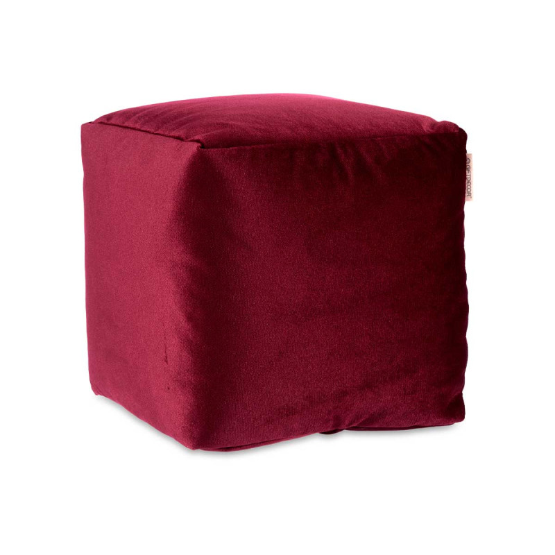 PUFF QUADRATO IN VELLUTO 30X30CM GRANATO