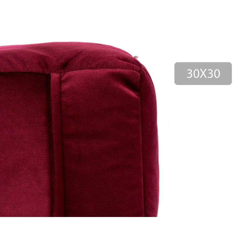 POUF CARRE VELOURS 30X30CM GRENAT