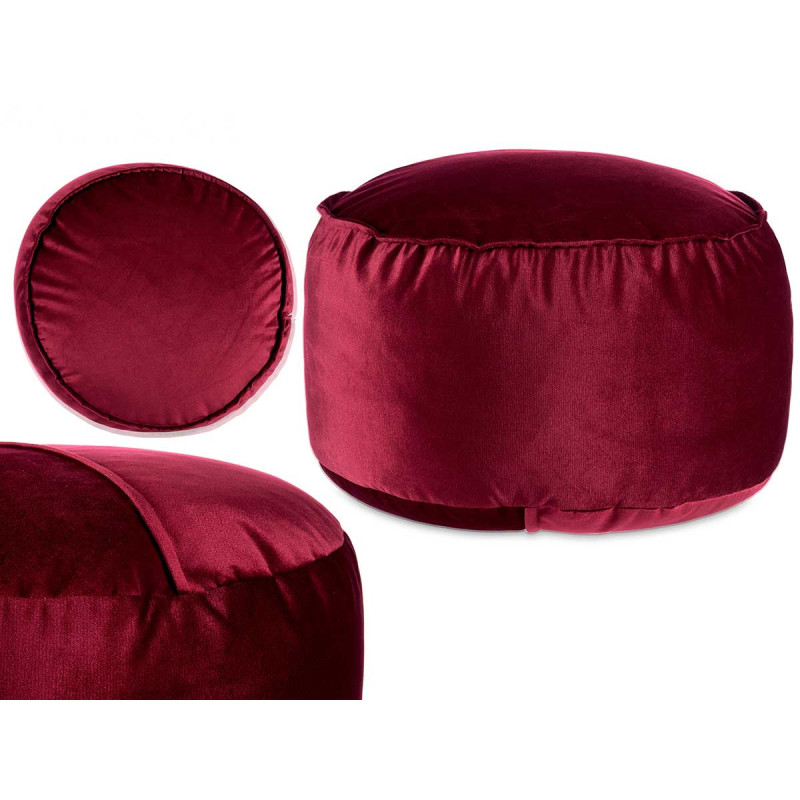 POUF ROND VELOURS 60X35CM GRENAT