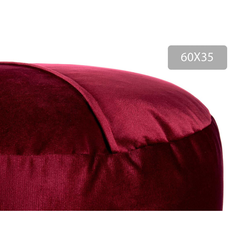 POUF ROND VELOURS 60X35CM GRENAT