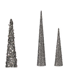 CONO DI NATALE CON PAILLETTES ARGENTO SET 2