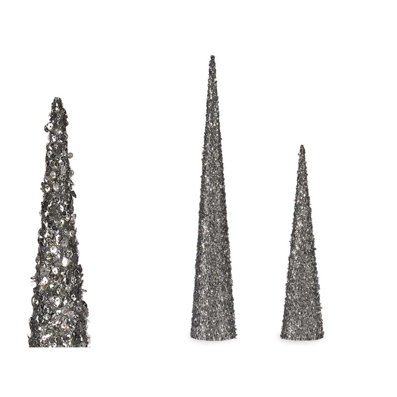 CONO DI NATALE CON PAILLETTES ARGENTO SET 2