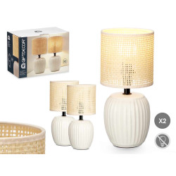 SET 2 LAMPES DE TABLE RAYURES BLANCHES