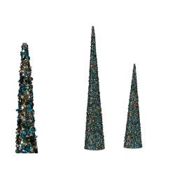 BLUE SEQUINS CHRISTMAS CONE SET 2