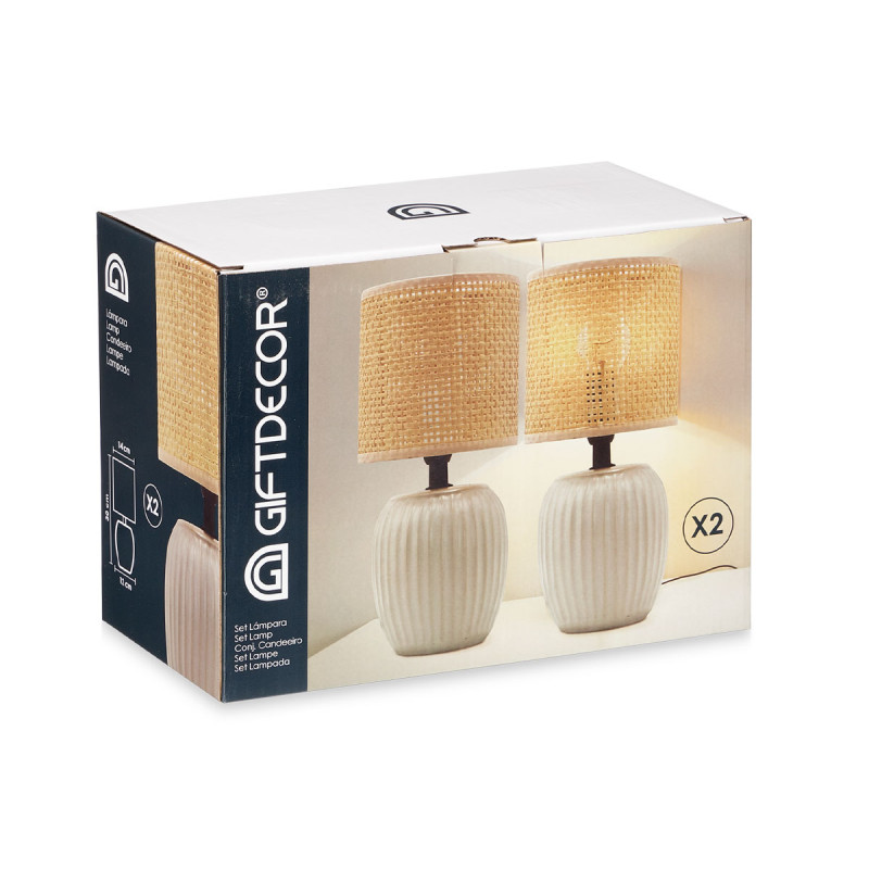 SET 2 LAMPES DE TABLE RAYURES BLANCHES