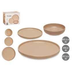 SET 18 PEZZI STOVIGLIE IN GRES BEIGE