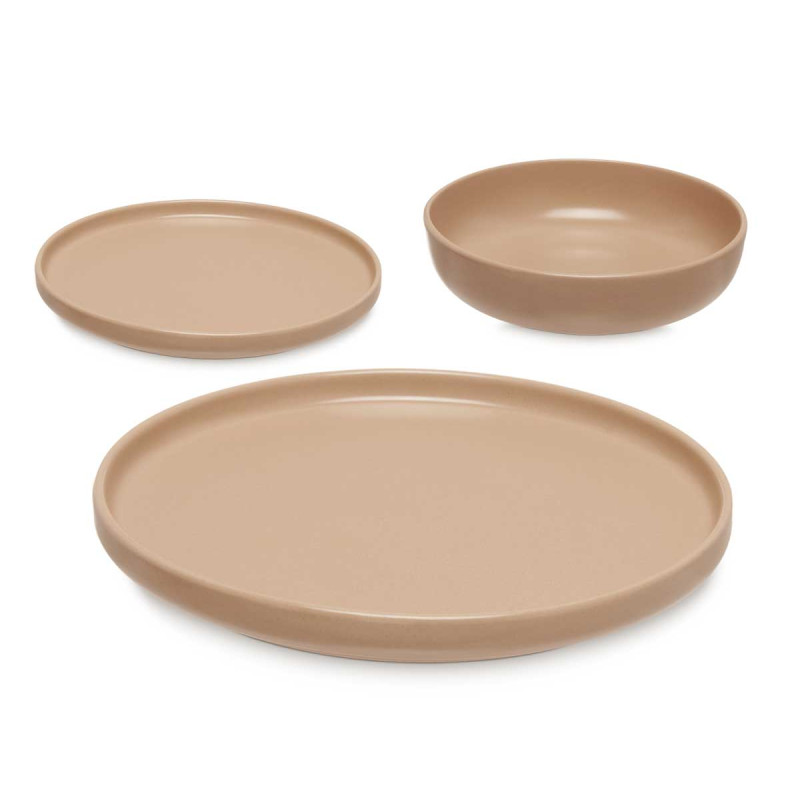 SET 18 PEZZI STOVIGLIE IN GRES BEIGE