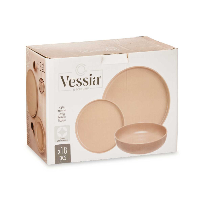 SET 18 PEZZI STOVIGLIE IN GRES BEIGE