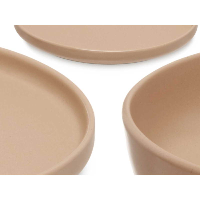 SET 18 PEZZI STOVIGLIE IN GRES BEIGE