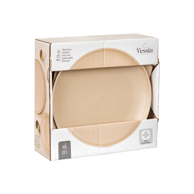ASSIETTE À DÎNER EN GRÈS GRANDE BEIGE 26,5CM