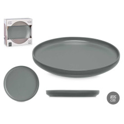 ASSIETTE À DÎNER EN GRÈS GRANDE GRIS FONCÉ 26,5CM