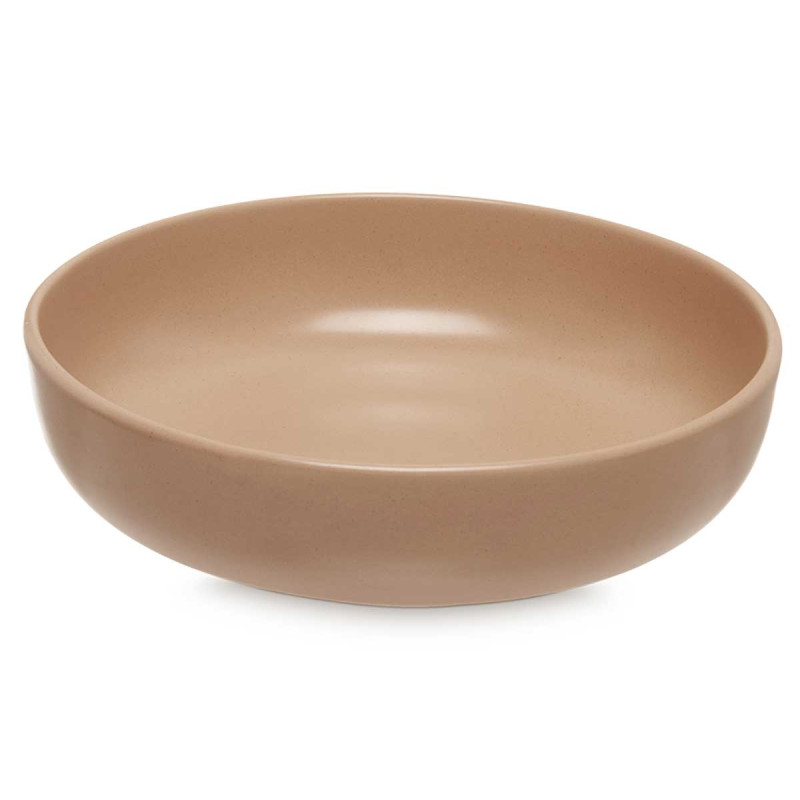 ASSIETTE CREUSE EN GRÈS BEIGE 18CM