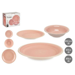 SET 18 PEZZI GRES BORDO ROSA