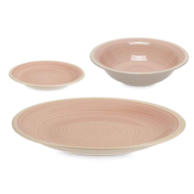 SET 18 PEZZI GRES BORDO ROSA