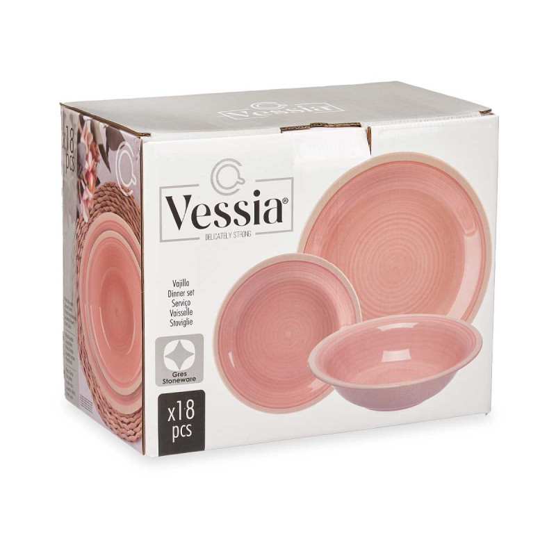SET 18 PEZZI GRES BORDO ROSA