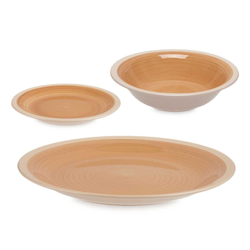 SET 18 PEZZI GRES BEIGE BORDO BEIGE