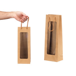 BORSA VINO KRAFT QUADRATA MANICO