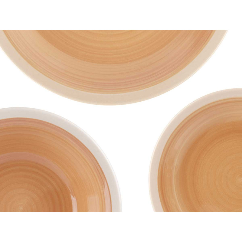 SET 18 PZS VAJILLA GRES BEIGE BORDE