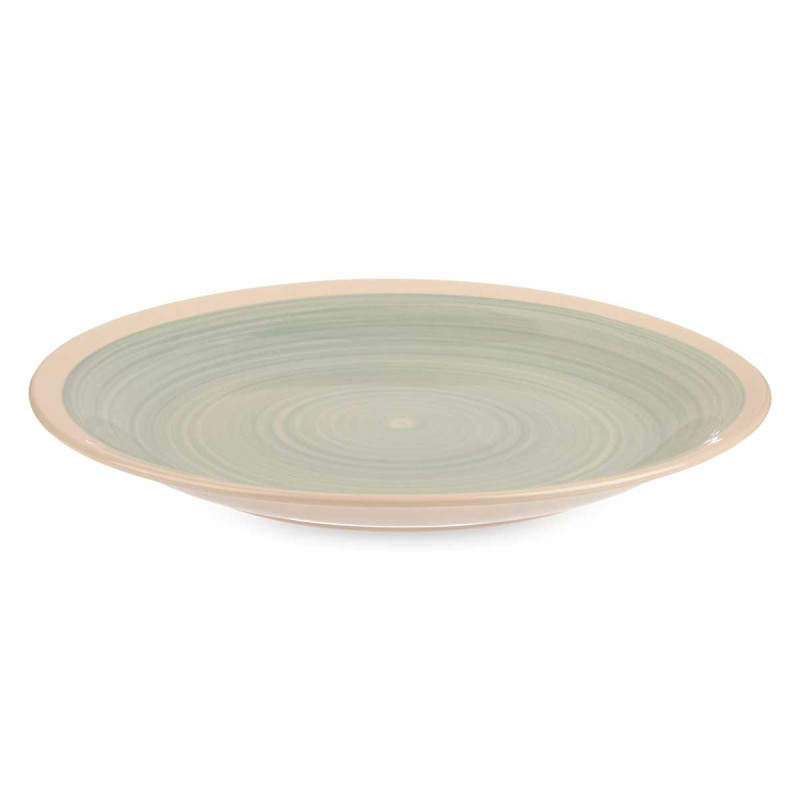 PIATTO GRANDE IN GRES CON BORDO VERDE 26,5CM