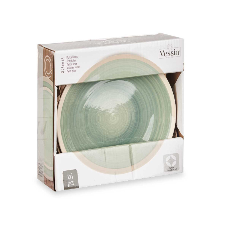 PIATTO GRANDE IN GRES CON BORDO VERDE 26,5CM