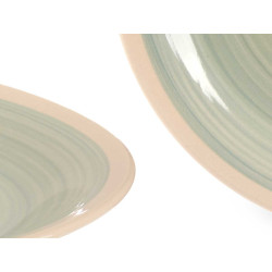 PIATTO GRANDE IN GRES CON BORDO VERDE 26,5CM