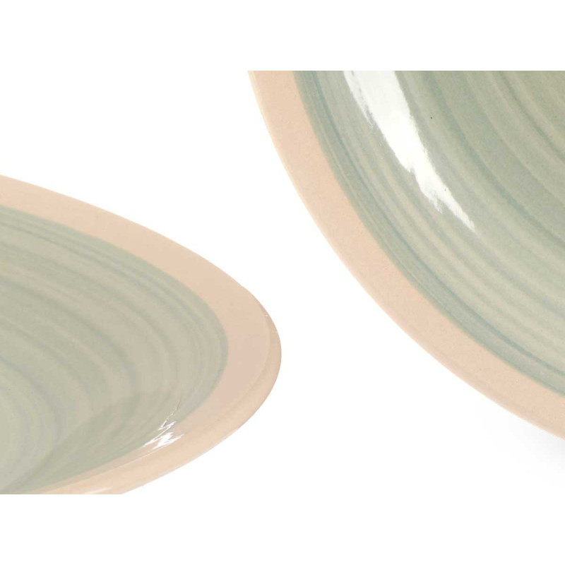 PIATTO GRANDE IN GRES CON BORDO VERDE 26,5CM
