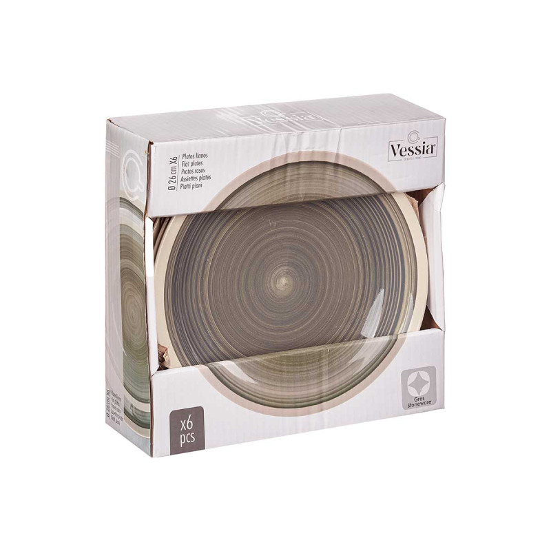 PLATO LLANO GRANDE GRES GRIS BORDE 26,5CM