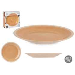 ASSIETTE À DÎNER EN GRÈS GRANDE BEIGE BORD 26,5CM