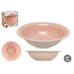 ASSIETTE CREUSE EN GRÈS ROSE 21CM