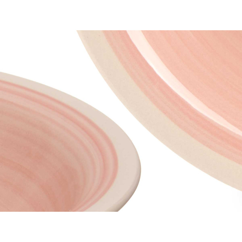 ASSIETTE CREUSE EN GRÈS ROSE 21CM