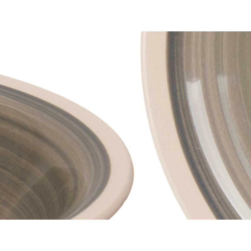 ASSIETTE CREUSE EN GRÈS GRIS 21CM