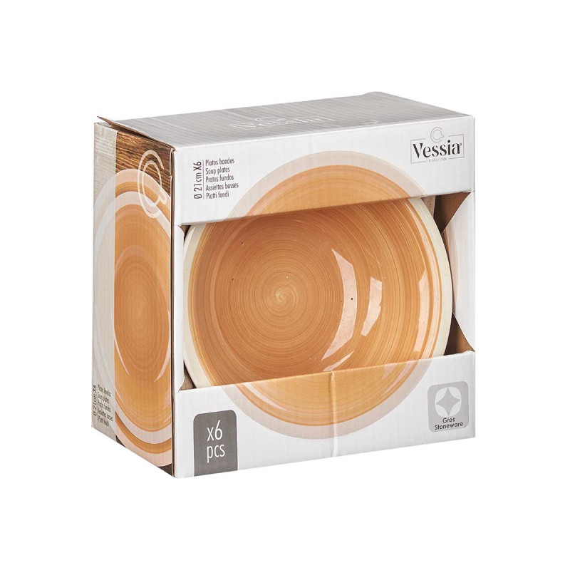 ASSIETTE CREUSE EN GRÈS BEIGE 21CM