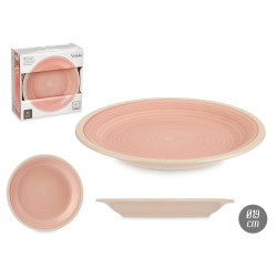 PLATO POSTRE GRES ROSA BORDE 19CM