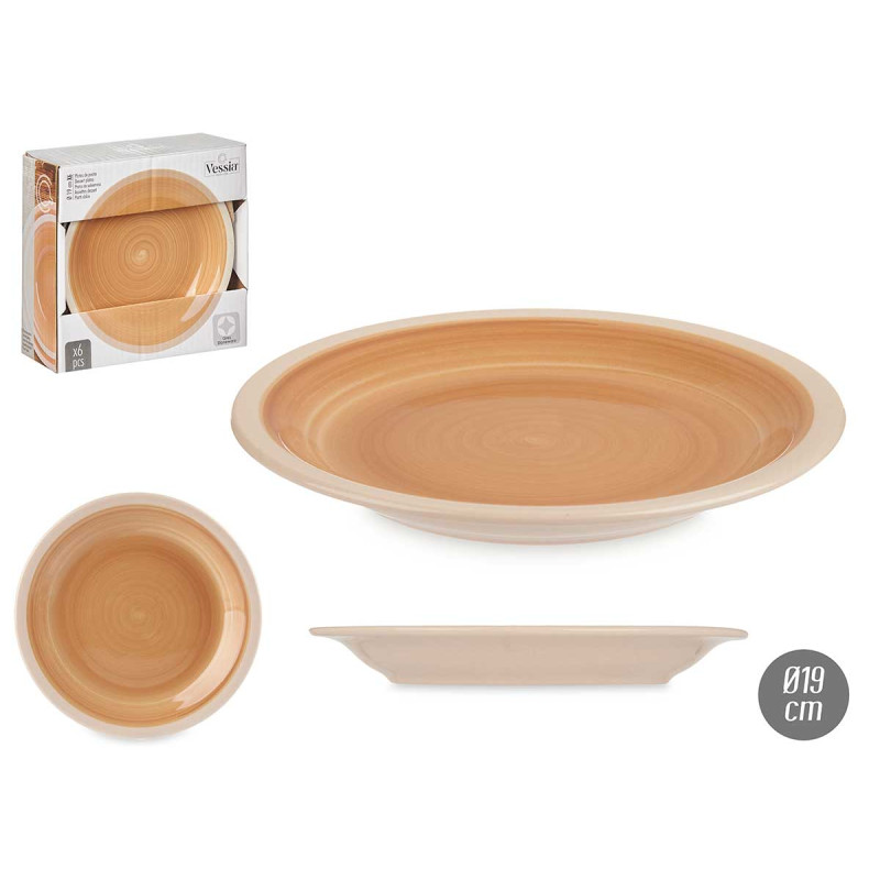 PLATO POSTRE GRES BEIGE BORDE 19CM