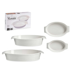 SET 6 OVAL BAKING PLATE CLOSED HANDLE