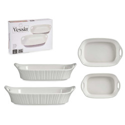 SET 2 RECTANGULAR BAKING PLATE OPEN HANDLE