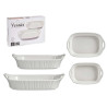 SET 2 RECTANGULAR BAKING PLATE OPEN HANDLE