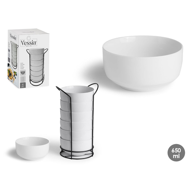 BOL ROND BLANC AVEC ETAGERE NOIR 800 ML 