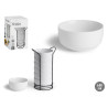 ROUND WHITE BOWL WITH BLACK METAL STAND 800ML