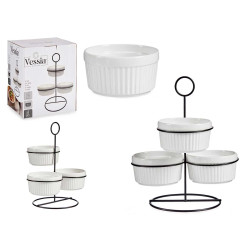 SET 3 TERRINE ROTONDE BIANCHE CON RIPIANO 250 ML