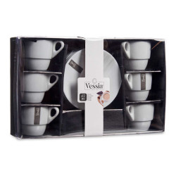 SET 6 TASSES CAFE PORCELA BLANC AVEC ASSIET 200ML 