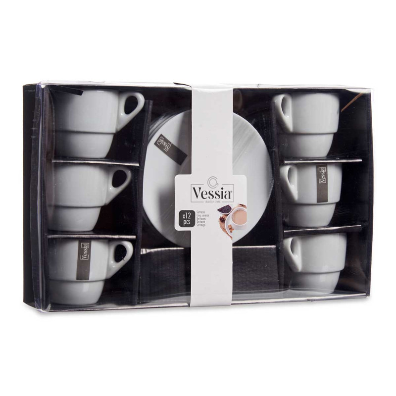 SET 6 TASSES CAFE PORCELA BLANC AVEC ASSIET 200ML 