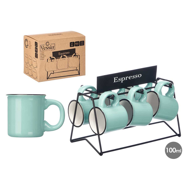 SET 6 TAZZE CAFFE MENTA SUPPORTO 100ML