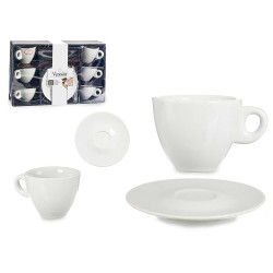 SET 6 TAZZE CAFFE PORCELLANA BIANCHE PIATTO 120ML