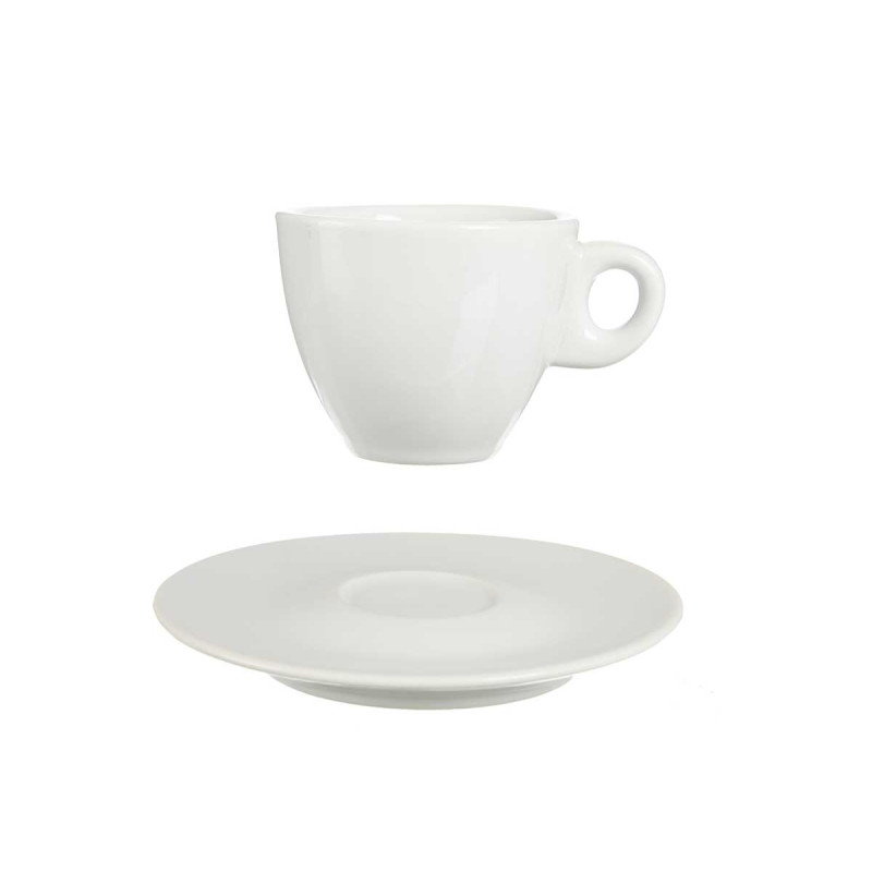 SET 6 TAZAS CAFE PORCELANA BLANCA C PLATO 120ML