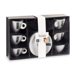 SET 6 TAZZE CAFFE PORCELLANA BIANCHE PIATTO 120ML