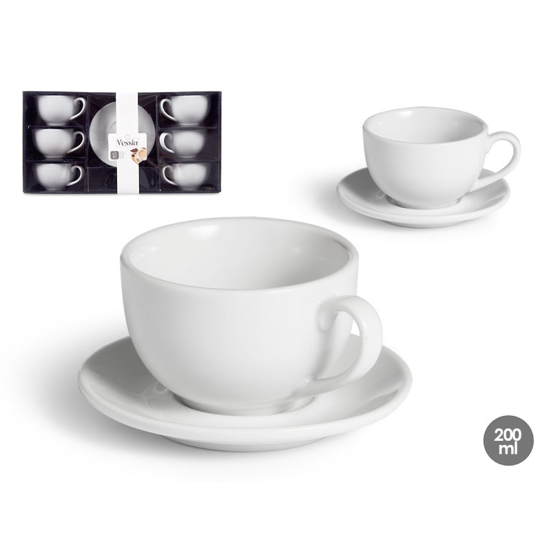 SET 6 TAZZE CAFFE PORCE BIANC PIATTO 200ML