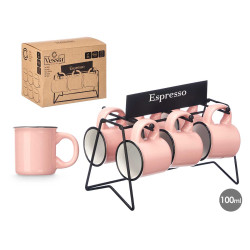 SET 6 TAZZE CAFFE ROSA SUPPORTO 100ML