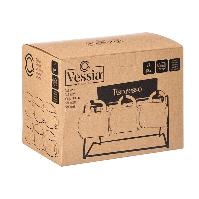 SET 6 TAZZE CAFFE ROSA SUPPORTO 100ML