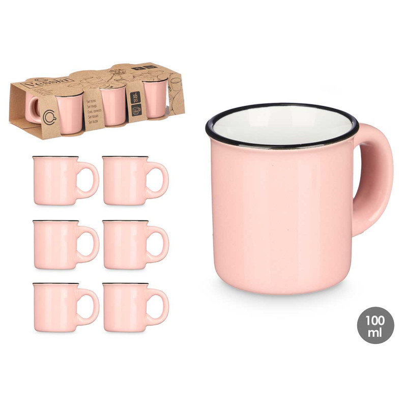 SET 6 TAZZE CEFFE ROSA 100ML